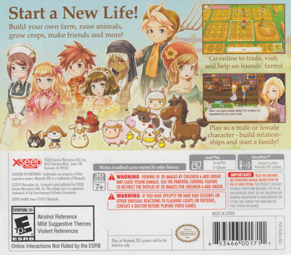 Story of Seasons back of case for Nintendo 3DS (3DS) farming simulation role-playing video game