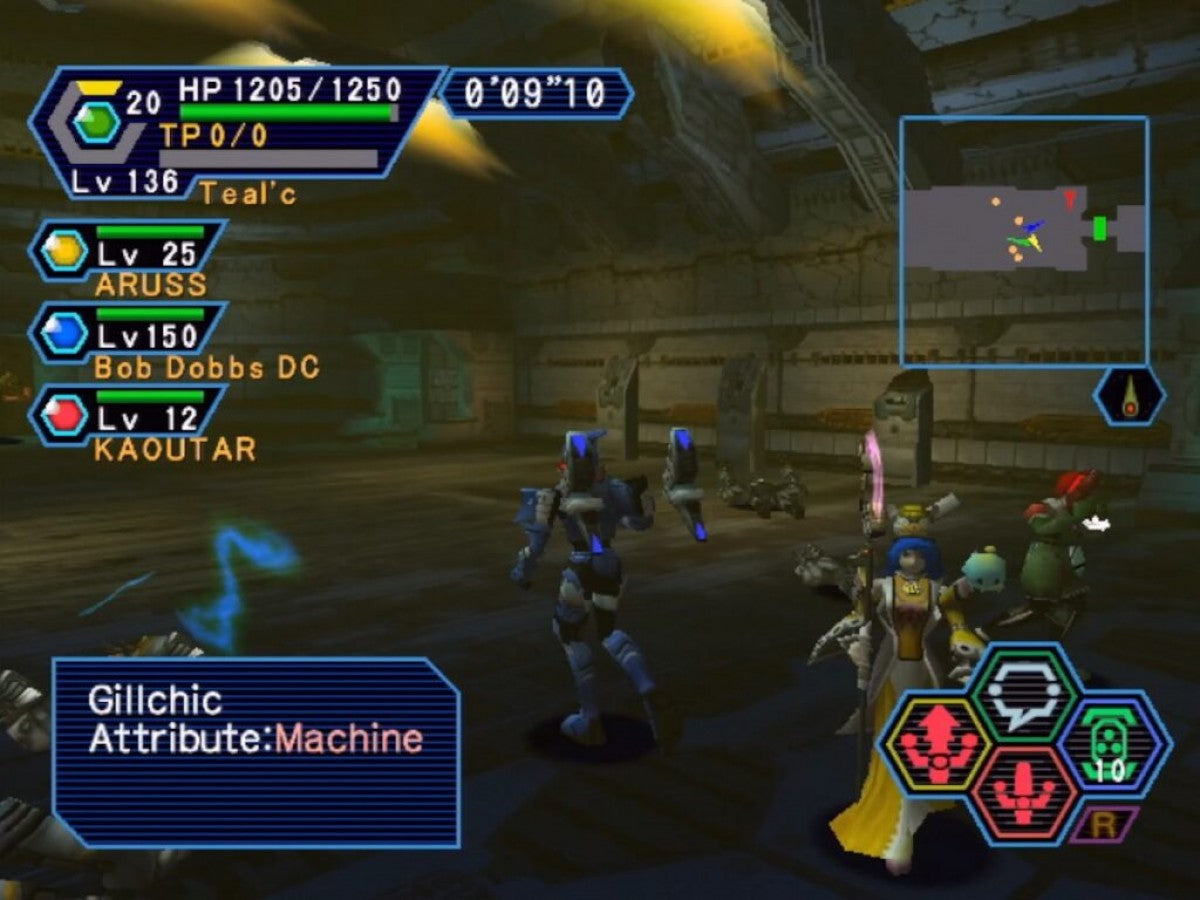 Phantasy Star Online for Sega Dreamcast (DC) at Gamers INC, featuring the revolutionary RPG experience that brought online multiplayer to consoles for the first time, where you create a custom hunter to explore the mysterious planet Ragol, battle formidable monsters in real-time combat, and team up with players worldwide in a landmark sci-fi adventure gameplay screenshot