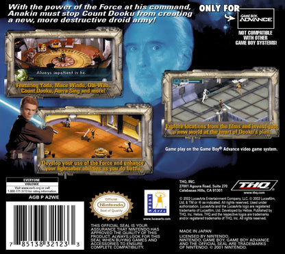 Star Wars: The New Droid Army for Game Boy Advance with action-adventure gameplay set in the Star Wars universe back cover