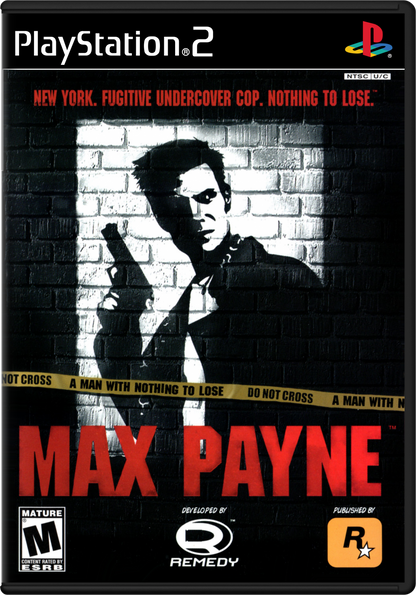 Max Payne PS2 Sony PlayStation 2 third person shooter noir action game bullet time slow motion combat gritty crime story revenge narrative Remedy Entertainment cinematic gameplay noir atmosphere retro gaming PlayStation 2 software video game title cover art