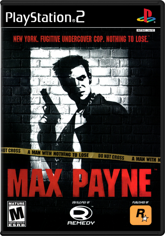 Max Payne PS2 Sony PlayStation 2 third person shooter noir action game bullet time slow motion combat gritty crime story revenge narrative Remedy Entertainment cinematic gameplay noir atmosphere retro gaming PlayStation 2 software video game title cover art