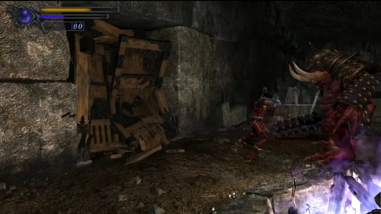 Onimusha Warlords from the Greatest Hits collection for the PlayStation 2 featuring action adventure gameplay with samurai combat demon enemies puzzle solving and cinematic storytelling set in feudal Japan gameplay 