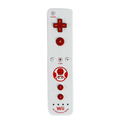 Toad Edition Motion Plus Wii Remote featuring character themed design, motion control gameplay, and Nintendo Wii compatibility front