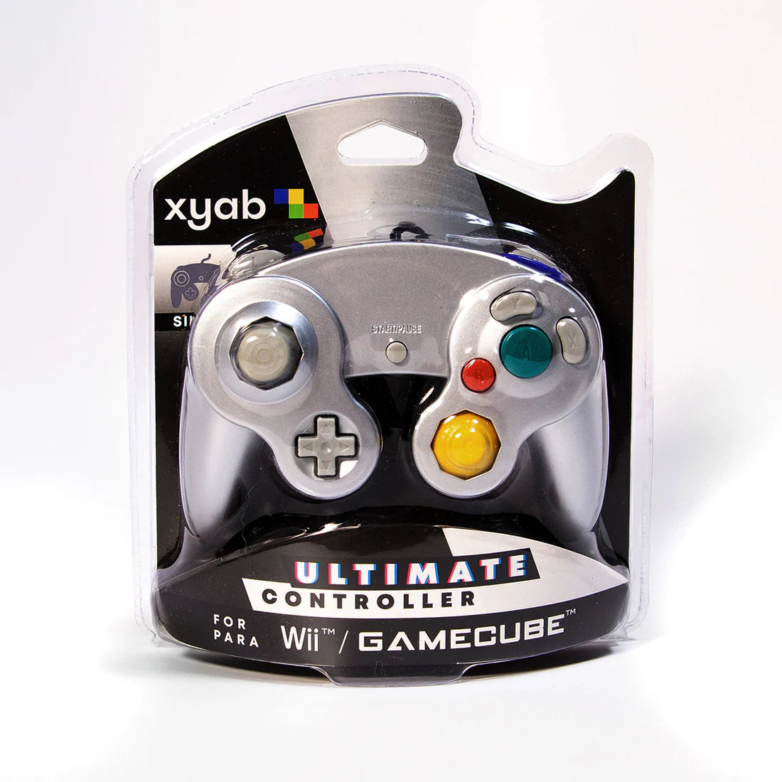 XYAB brand silver Nintendo GameCube wired controller retro gaming accessory
