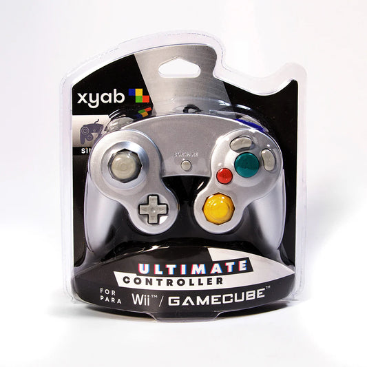 XYAB brand silver Nintendo GameCube wired controller retro gaming accessory