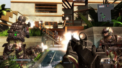 Tom Clancy’s Rainbow Six Vegas 2 Xbox 360 tactical first-person shooter video game featuring intense counter-terrorism missions cooperative multiplayer, deep squad-based tactics, robust single-player campaign, online play with map voting and ranking, destructible environments, and Ubisoft’s signature strategic team combat gameplay.