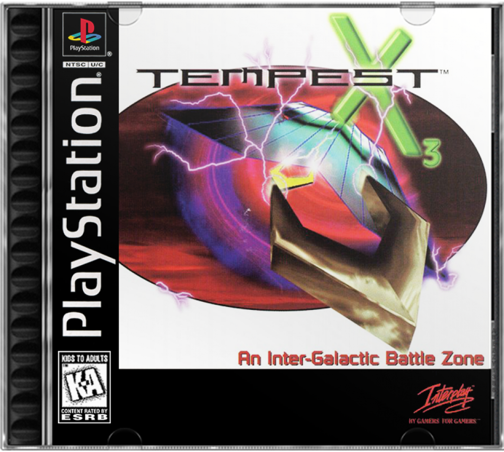 Tempest X3 retro sci-fi arcade shooter game for PlayStation 1 (PS1) cover art