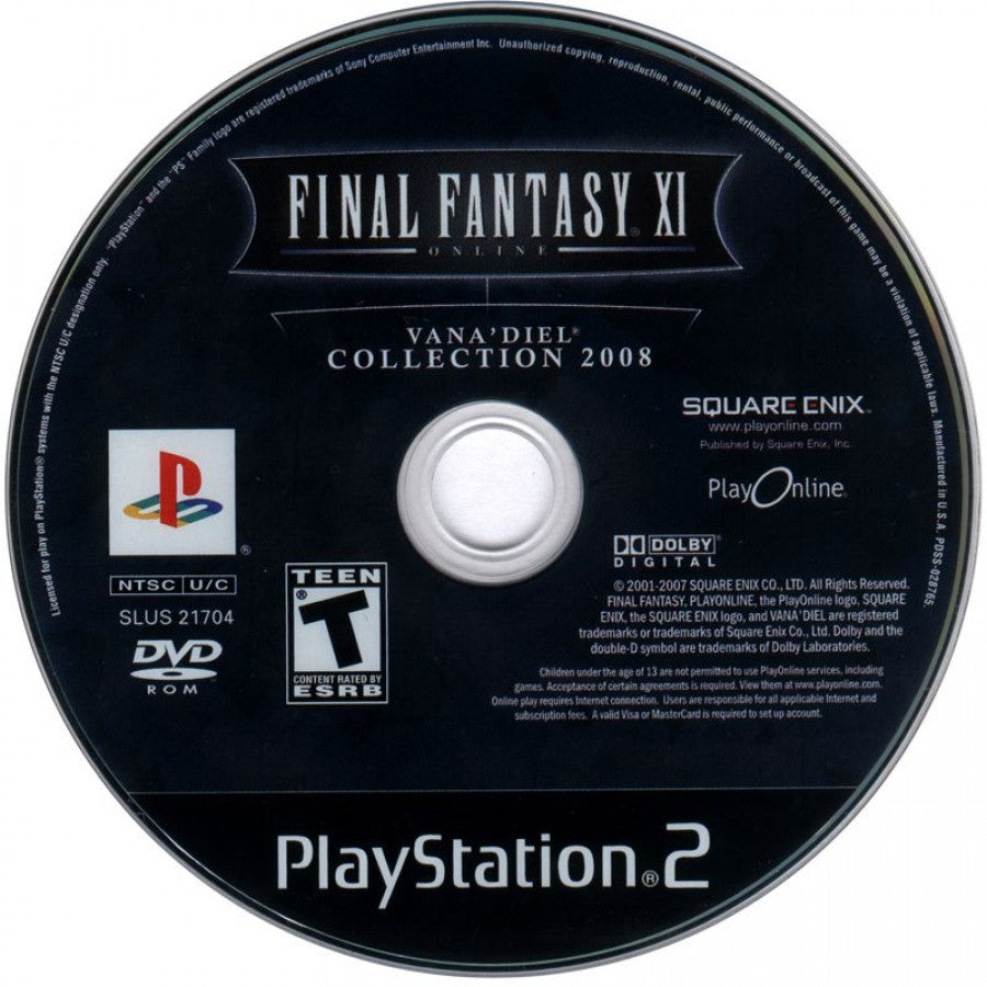 Final Fantasy XI: Vana'diel Collection 2008 disc for PlayStation 2 (PS2) online fantasy MMORPG compilation video game