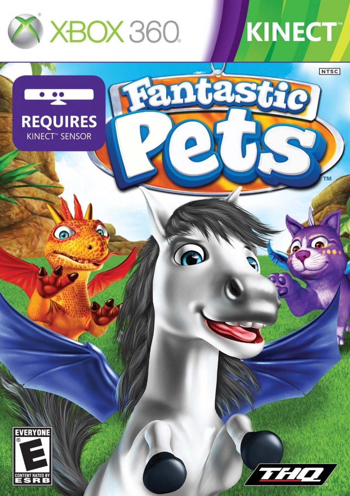 Fantastic Pets Xbox 360 Kinect pet raising exotic creatures dragons unicorns cat dog training minigames voice motion controls tested working complete case manual good condition cover art