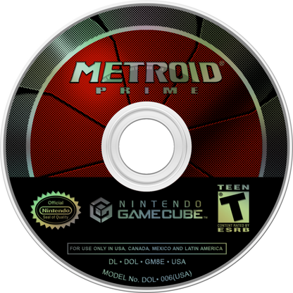 Metroid Prime for GameCube (GC) at Gamers INC, featuring an atmospheric first-person adventure that redefined the Metroid series with immersive exploration, scanning and lore discovery, intense boss fights, and seamless progression through the alien world of Tallon IV as Samus Aran hunts down the Space Pirates and the mysterious Phazon threat disc