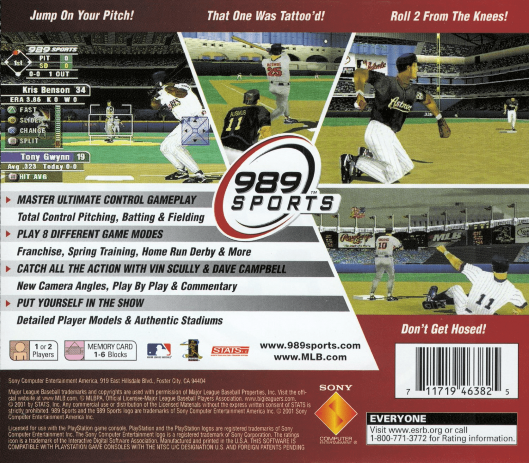 MLB 2002 – PlayStation 1 (PS1) back cover art image 