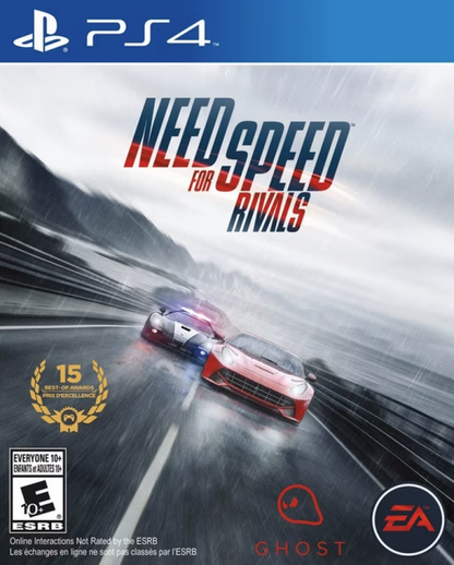 Need for Speed: Rivals – PlayStation 4 (PS4) video game cover art, racing action game with high-speed cars and police chases