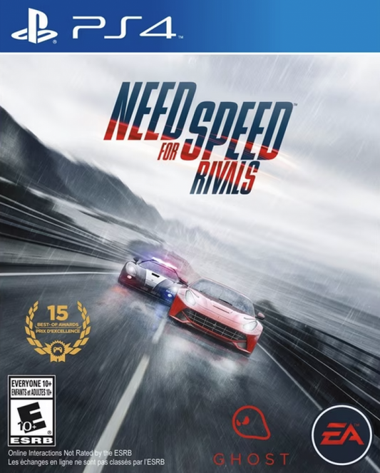 Need for Speed: Rivals – PlayStation 4 (PS4) video game cover art, racing action game with high-speed cars and police chases