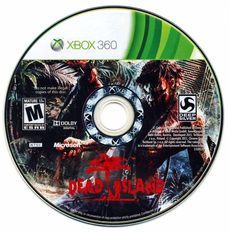 Dead Island disc for Xbox 360 (X360) open-world survival horror video game