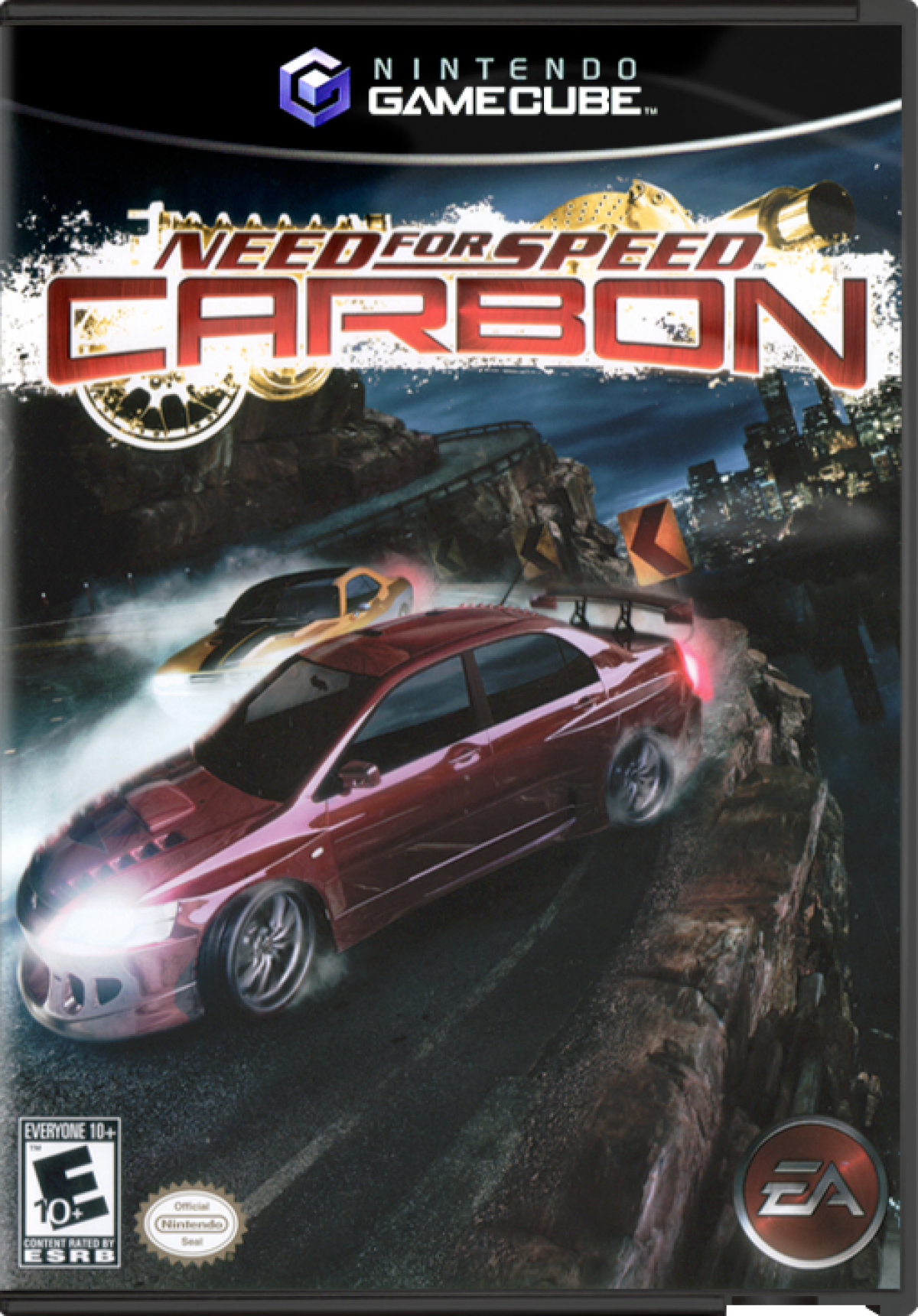Need for Speed: Carbon for Nintendo GameCube (GC) at Gamers INC, featuring the adrenaline-fueled sequel to Most Wanted that takes the fight for street supremacy into the treacherous curves of Carbon Canyon, where you lead a crew of specialized tuners, muscles, and exotics to conquer rival territories through high-stakes "Canyon Duels" and strategic team-based racing in the series' most atmospheric urban night-driving experience front cover
