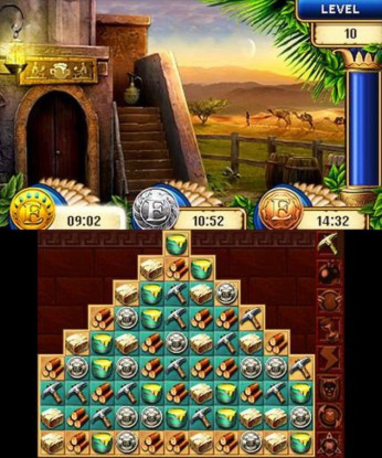 Jewel Master: Cradle of Egypt 2 3D gameplay for Nintendo 3DS (3DS) puzzle match-3 video game