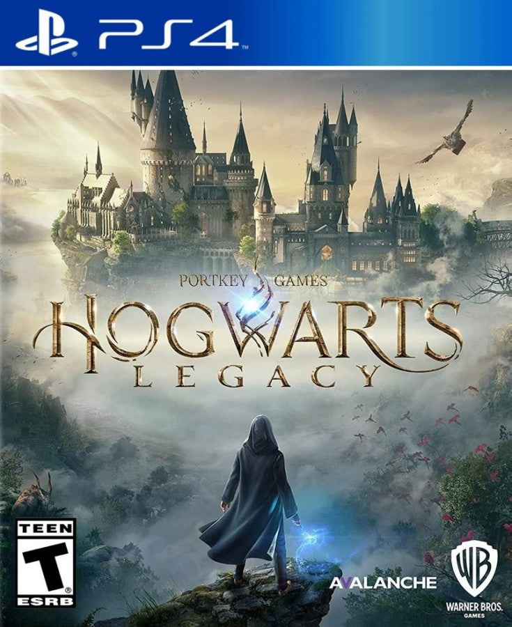 Hogwarts Legacy PlayStation 4 PS4 for retro video game enthusiasts featuring open world fantasy role playing gameplay magical spell casting exploration of the wizarding world character customization story driven quests mythical creatures and collectible gaming appeal front cover