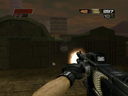 Red Faction II Xbox game featuring first person shooter gameplay futuristic sci fi storyline destructible environments multiplayer modes and explosive combat action by THQ gameplay
