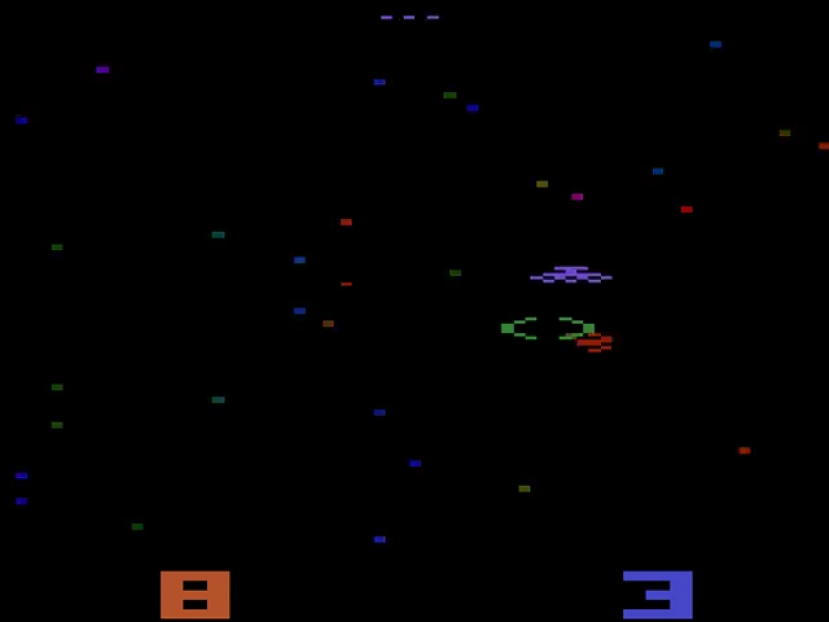 Space Attack retro Atari 2600 video game Space Attack arcade shooter space combat alien invasion classic retro gameplay console title Atari 2600 release gameplay