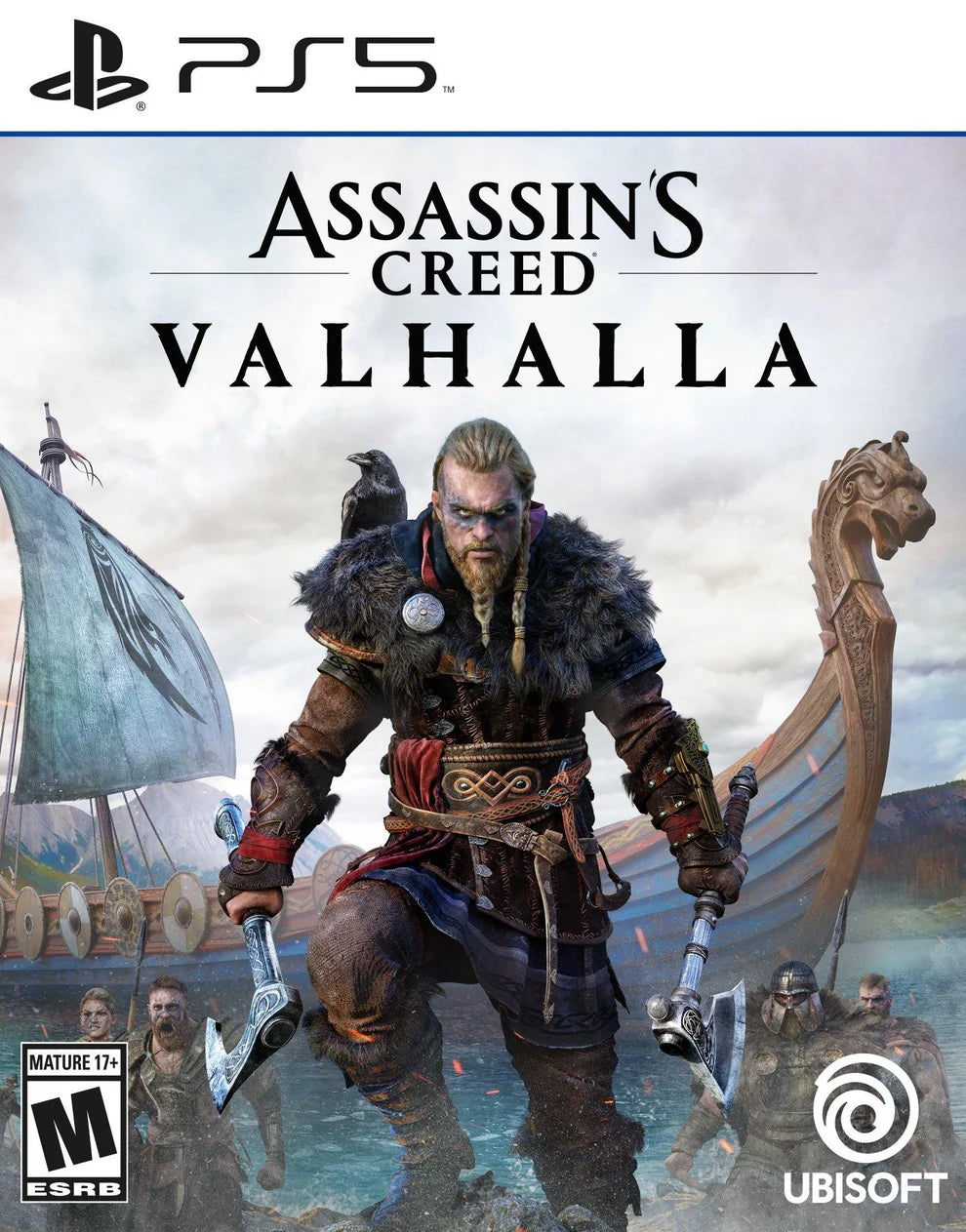 Assassins Creed Valhalla cover art for PlayStation 5 action RPG game
