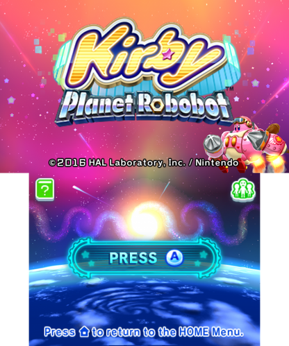 Kirby: Planet Robobot title screen for Nintendo 3DS (3DS) video game