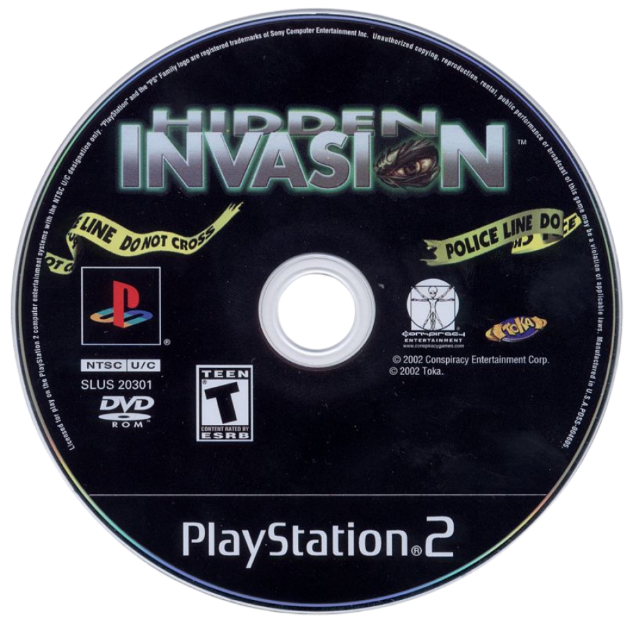 Hidden Invasion PlayStation 2 PS2 retro video game action adventure disc (2001)