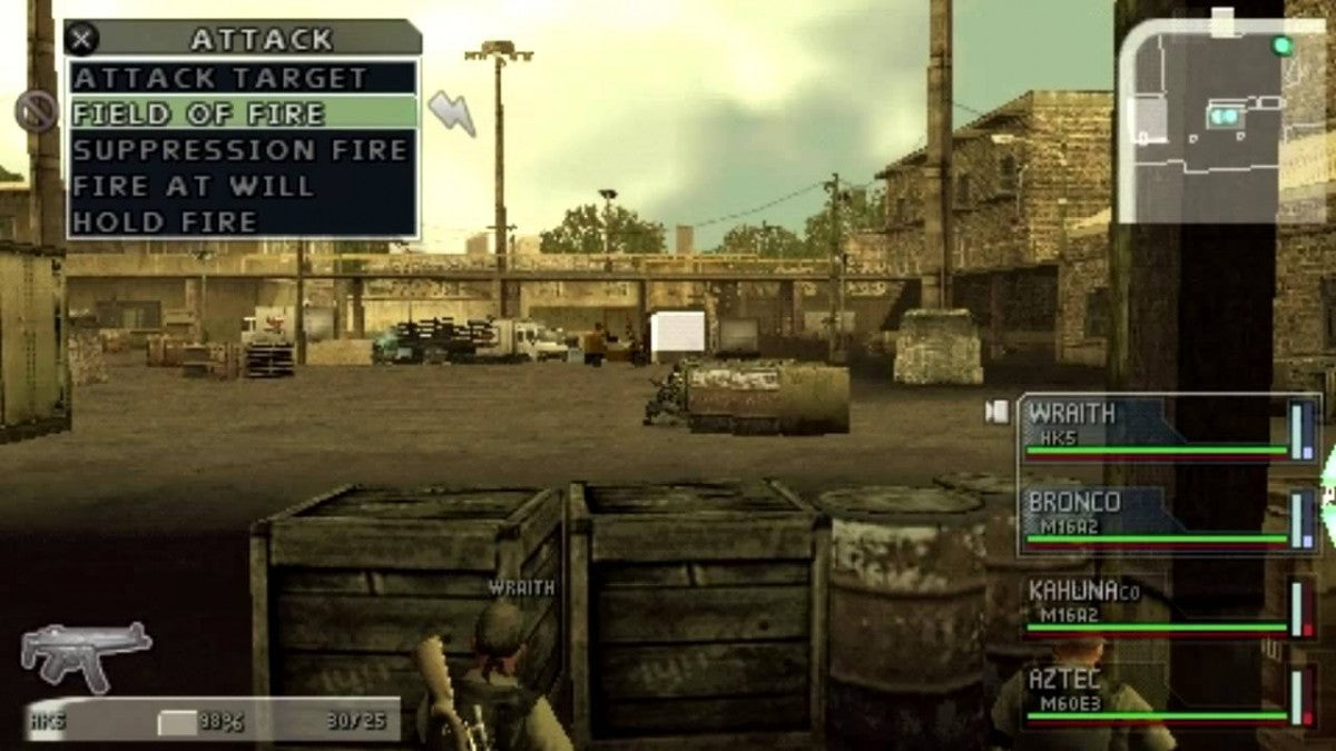 SOCOM U.S. Navy SEALs Tactical Strike PlayStation Portable PSP video game, tactical strategy action, squad-based military gameplay, handheld console title gameplay screenshot