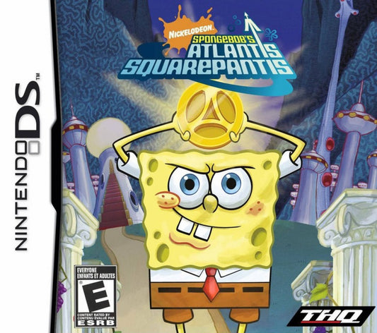 SpongeBob Atlantis SquarePantis Nintendo DS video game, action adventure, cartoon-based gameplay, Nickelodeon title, handheld console release cover art