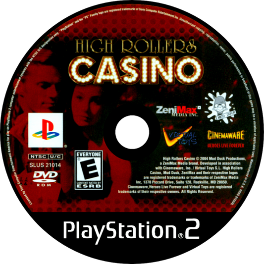 High Rollers Casino disc art for Playstation 2 video game