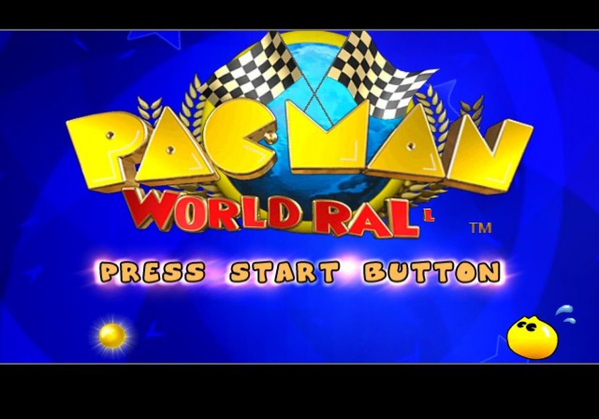 Pac-Man World Rally for PlayStation 2 kart racing video game featuring Pac-Man and Namco characters colorful tracks arcade style racing power ups and fast paced family friendly competition experience gameplay