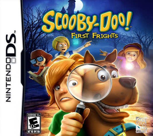 Scooby Doo First Frights retro Nintendo DS video game Scooby Doo mystery solving adventure cartoon action cooperative gameplay spooky monsters family friendly handheld console title Nintendo DS release cover art
