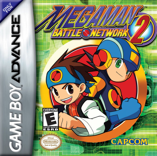 Mega Man Battle Network 2 Game Boy Advance GBA video game, action RPG, tactical grid-based combat, classic Capcom handheld title cover art