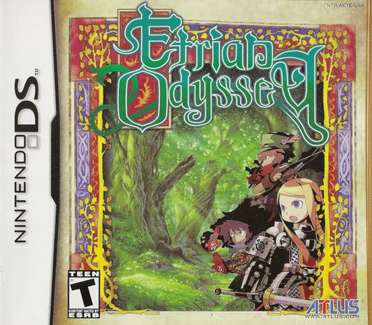Etrian Odyssey game for the Nintendo DS featuring first person dungeon crawling RPG gameplay with map drawing mechanics party customization and challenging turn based battles in a fantasy labyrinth setting cover art