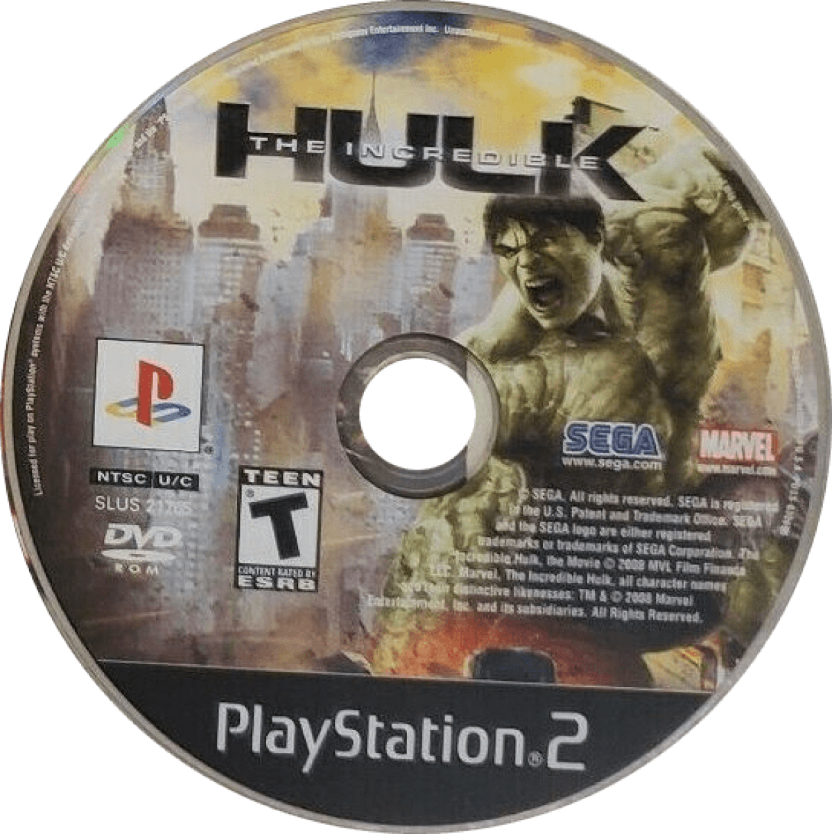 The Incredible Hulk PS2 Sony PlayStation 2 action adventure game Marvel superhero open world destruction combat Bruce Banner Hulk gameplay smashing city free roam missions third person action PlayStation 2 software video game title disc