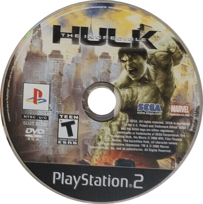 The Incredible Hulk PS2 Sony PlayStation 2 action adventure game Marvel superhero open world destruction combat Bruce Banner Hulk gameplay smashing city free roam missions third person action PlayStation 2 software video game title disc