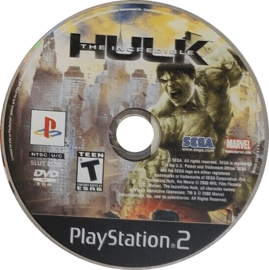 The Incredible Hulk PS2 Sony PlayStation 2 action adventure game Marvel superhero open world destruction combat Bruce Banner Hulk gameplay smashing city free roam missions third person action PlayStation 2 software video game title disc