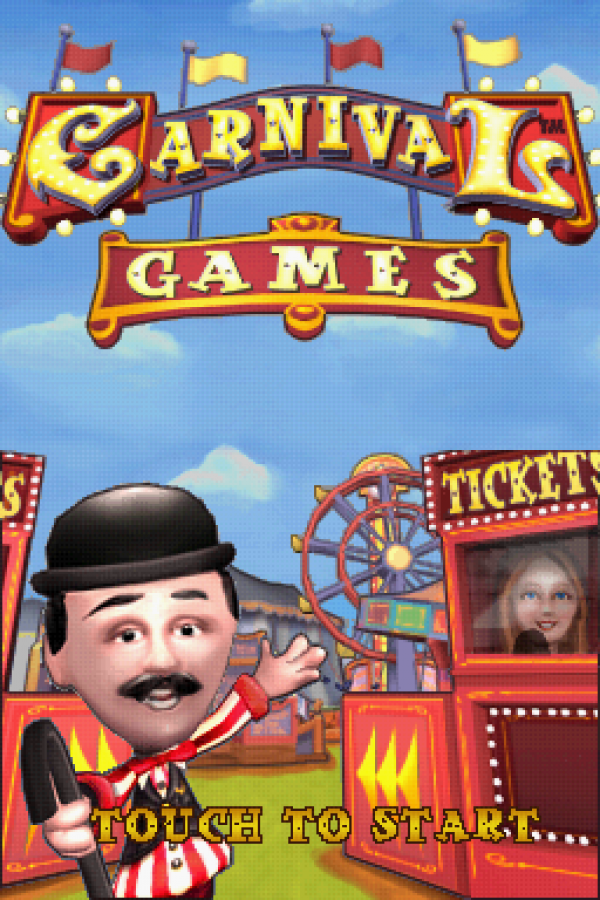 Carnival Games start screen for Nintendo DS (DS) party mini-game collection video game