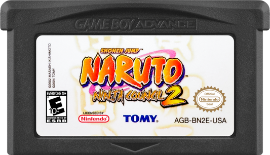Naruto Ninja Council 2 cartridge art for Game Boy Advance (GBA) video game 