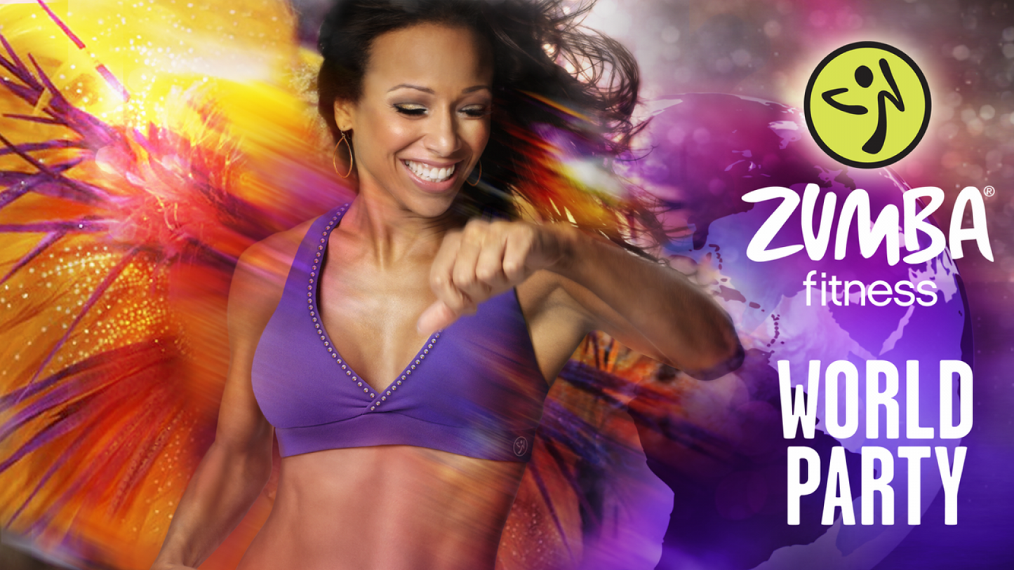 Zumba Fitness World Party title screen art for Nintendo Wii U (WiiU) video game