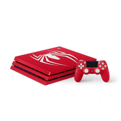 PlayStation 4 Pro Console (PS4) [1TB Spider-Man Edition] featuring high definition 4K gaming output and a unique Spider-Man console and controller design