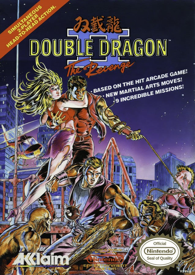 Double Dragon II The Revenge Nintendo Entertainment System NES for retro video game enthusiasts featuring classic side scrolling beat em up gameplay cooperative multiplayer martial arts combat challenging enemy gangs iconic arcade action and collectible gaming appeal cover art 