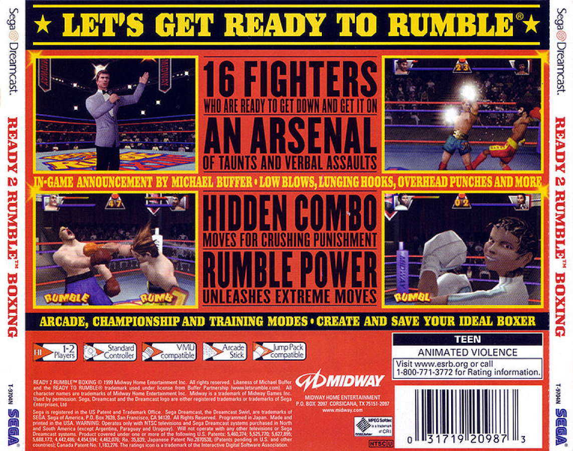 Ready 2 Rumble Boxing back cover art for Sega Dreamcast (DC) video game