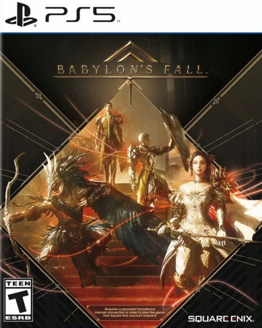 Babylon’s Fall PlayStation 5 action RPG hack and slash cooperative multiplayer up to four players Gideon clan tower climbing seasonal content weapon combat PlatinumGames Square Enix post-launch content campaign front cover