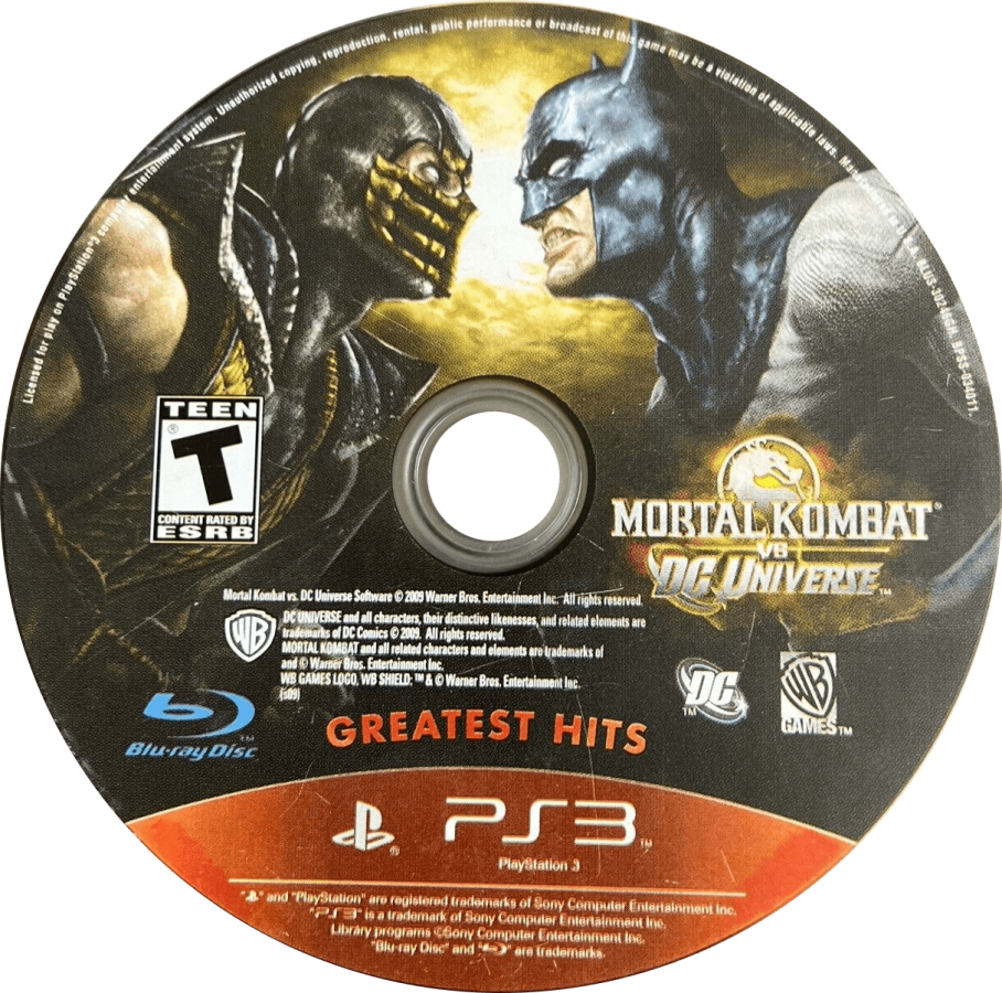 Mortal Kombat vs. DC Universe [Greatest Hits] disc art for PlayStation 3 (PS3) video game