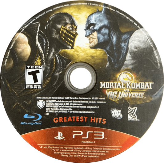 Mortal Kombat vs. DC Universe [Greatest Hits] disc art for PlayStation 3 (PS3) video game