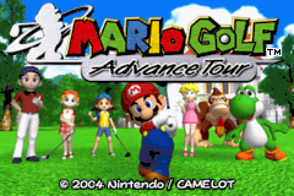 Mario Golf Advance Tour for Game Boy Advance golf sports RPG featuring Mario characters tournament mode story mode character progression handheld gameplay