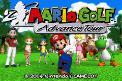 Mario Golf Advance Tour for Game Boy Advance golf sports RPG featuring Mario characters tournament mode story mode character progression handheld gameplay