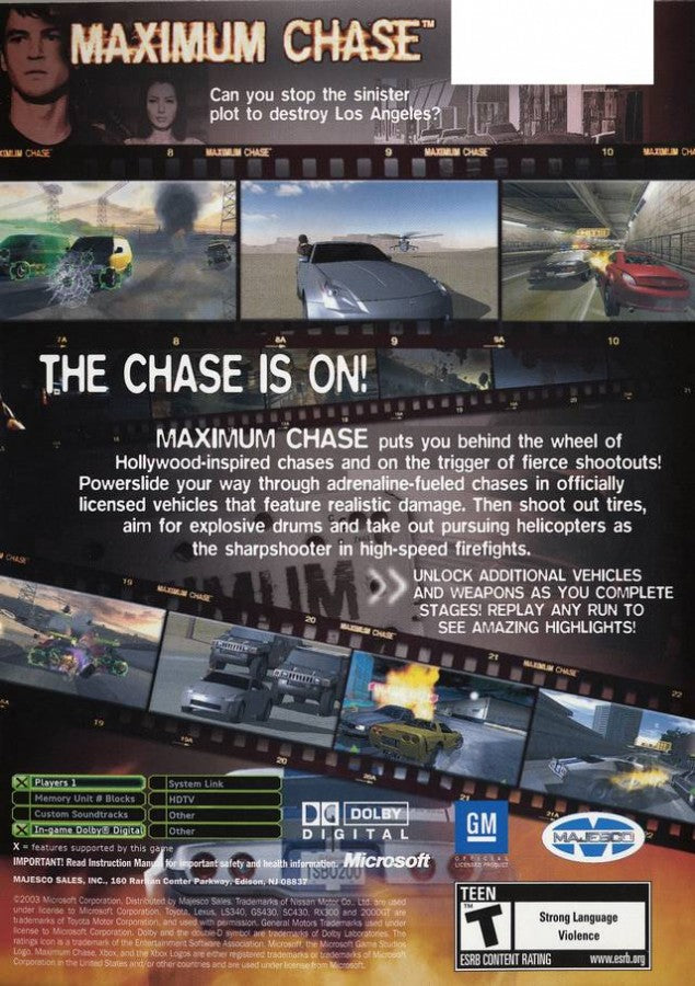 Maximum Chase back cover art for Xbox (XBOX) video game