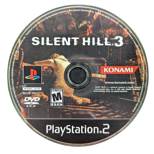 Silent Hill 3 CIB PlayStation 2 PS2 video game featuring psychological survival horror gameplay Heather Mason character exploration disturbing monsters eerie environments puzzle solving flashlight exploration limited ammunition combat supernatural mysteries unsettling atmosphere cinematic horror and iconic Silent Hill storyline complete in box CIB edition retro video game collection collectible gaming appeal disc