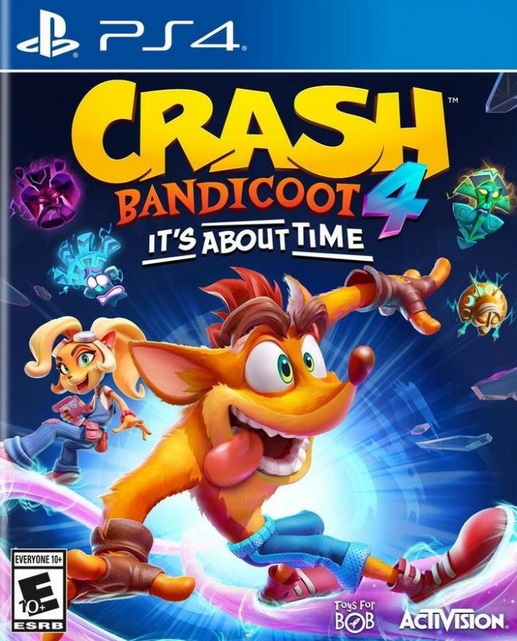 Crash Bandicoot 4: It's About Time – PlayStation 4 (PS4) video game cover image, platformer by Toys for Bob